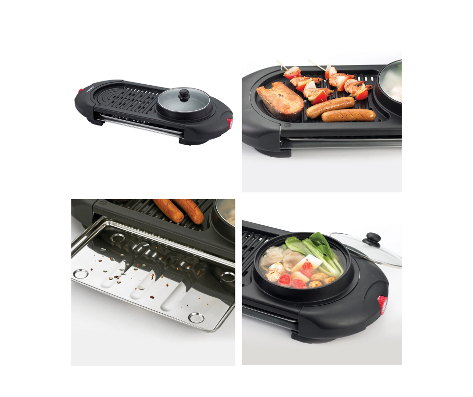 Morgan 2 In 1 BBQ Teppanyaki Detachable Non Stick Grill Pan Steamboat MPG-DA898NS