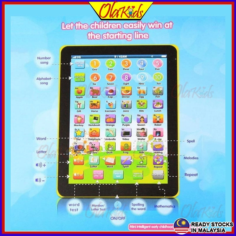 Olakids Kids English Learning Education Tablet Learning Toys Children Boys Girls Gift Montessori Developing Educational