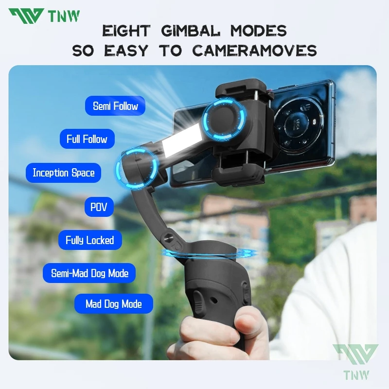 TNW M01 3-Axis Smartphone Gimbal with Fill Light