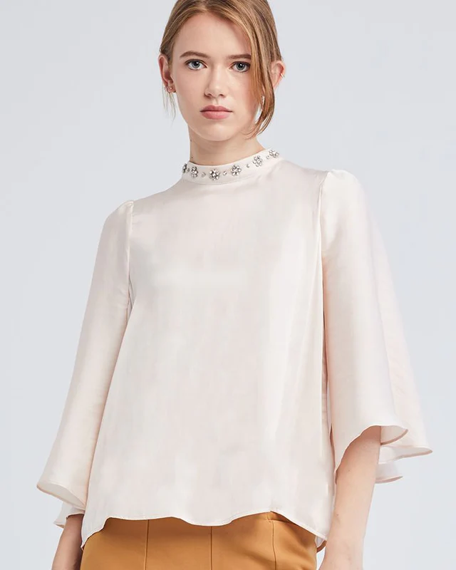 Embellished Cape High Neck Blouse