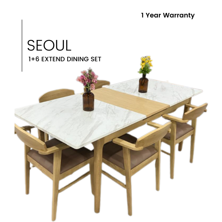 SEOUL 1+6 EXTEND DINING SET 160CM+EXT40CM