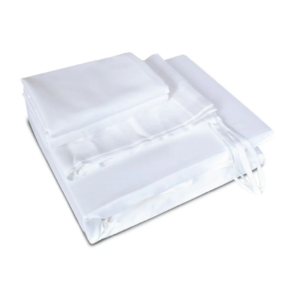100% Long Staple Cotton Solid 1100TC Fitted Sheet Set - White