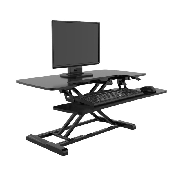 Menny Sit/Stand Desk Converter with Keyboard Tray (Black)