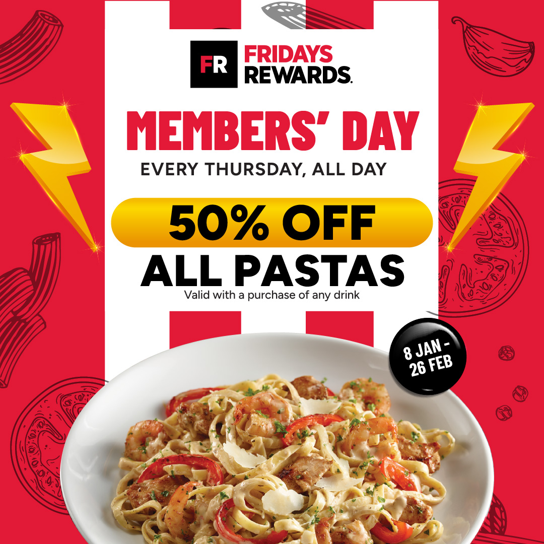 Members Day Thursday 50% Off Pasta