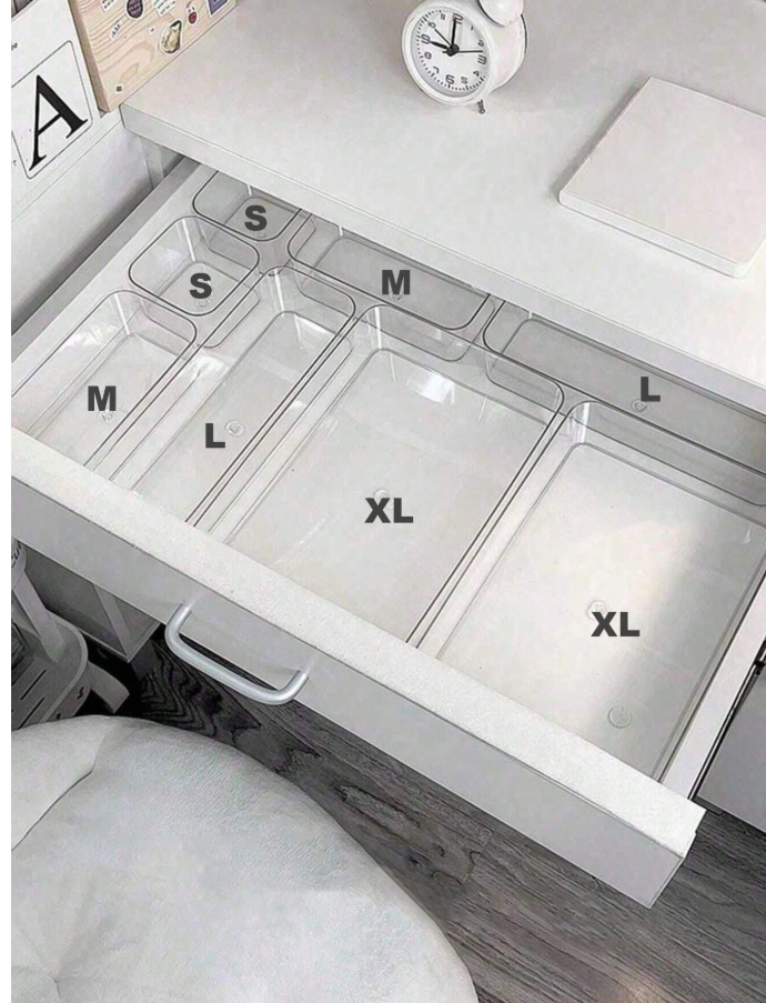 6/7 Clear Drawer Organizer Boxes Cosmetic Storage Boxes Desk Divider Organizers 